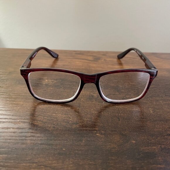 Women's Burgundy Red Rectangular Eyeglass Frames Only Plastic Lightweight Style - Picture 1 of 10